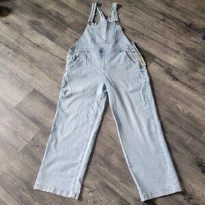 No Boundaries Wm's Lt Wash Side Zip Blue Denim Bib Overalls Sz XL Baggy NWT